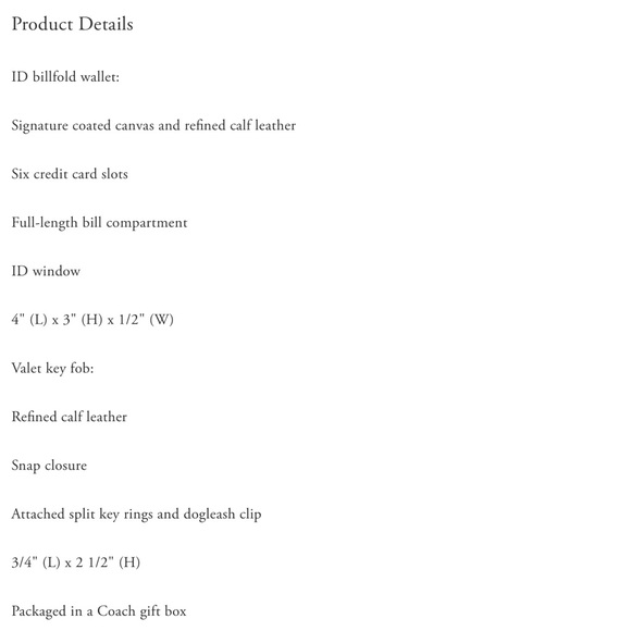 Coach ID Billfold Wallet and Key fob valet Box set - Picture 4 of 4